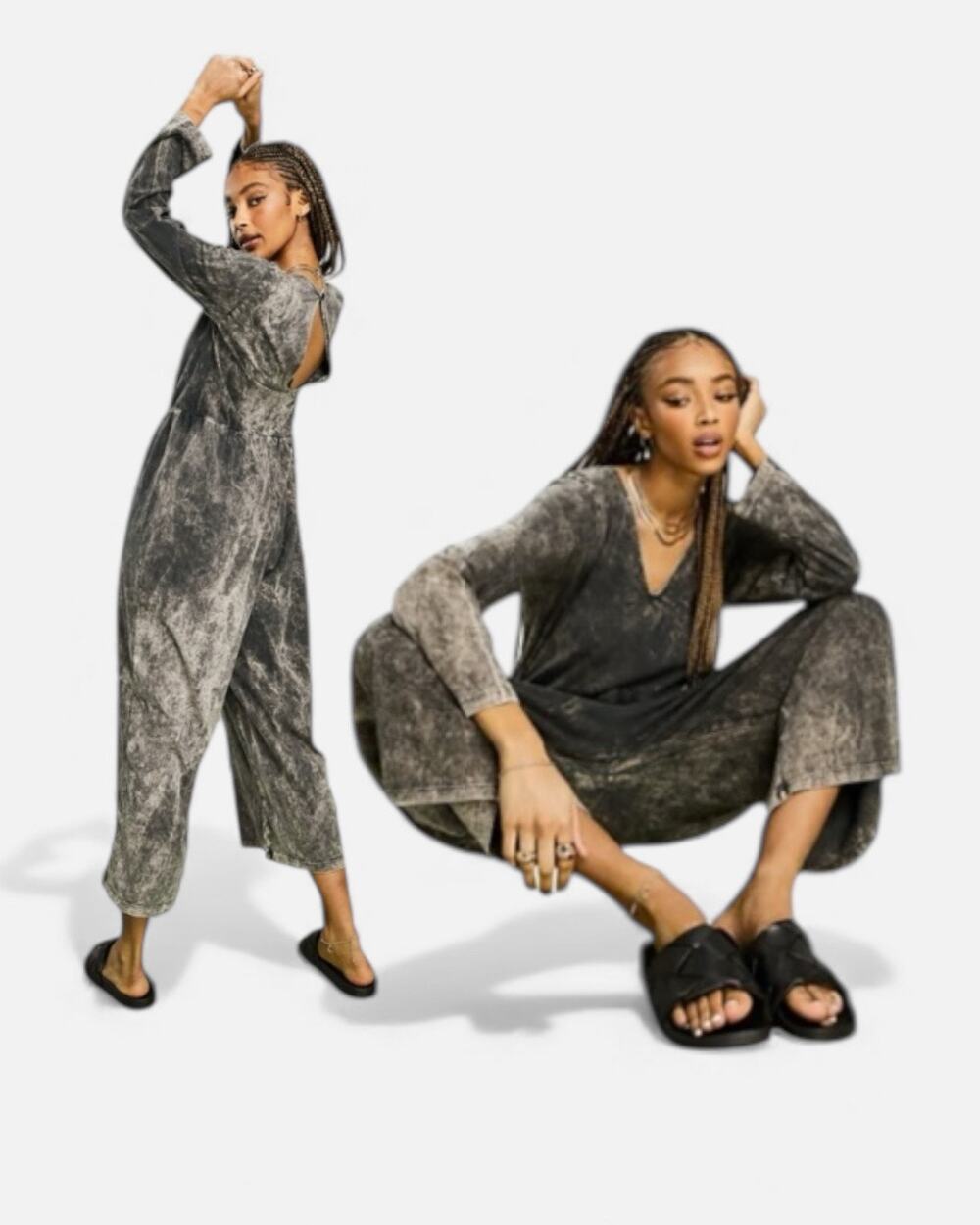 ASOS Acid Washed Grey Jumpsuit Size 10